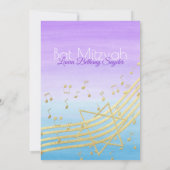 Invitation Aquarelle Bat mitzvah de musique et or2 (Dos)