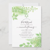 Invitation Aquarelle Bat mitzvah de verdure (Devant)