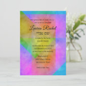 Invitation Aquarelle bat mitzvah Étoile colorée vive (Debout devant)