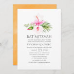 Invitation Aquarelle Bat mitzvah floral tropical<br><div class="desc">Aquarelle plage bat mitzvah de l'invitation avec hibiscus rose et orange conçu pour être rapidement et facilement customisé à vos détails de l'événement.</div>