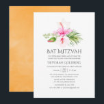 Invitation Aquarelle Bat mitzvah floral tropical<br><div class="desc">Aquarelle plage bat mitzvah de l'invitation avec hibiscus rose et orange conçu pour être rapidement et facilement customisé à vos détails de l'événement.</div>