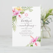 Invitation Aquarelle Bat mitzvah floral tropical (Debout devant)