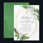 Invitation Aquarelle Bat mitzvah floral tropical<br><div class="desc">Cartes d'invitation pour bat mitzvah de feuilles tropicaux et magnolias personnalisables selon vos spécificités.</div>
