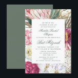 Invitation Aquarelle bat mitzvah Florale<br><div class="desc">Bat mitzvah Watercolor Floral Invitations dispose d'un élégant arrière - plan de fleurs d'aquarelle avec eucalyptus,  frondes de palmiers,  roses,  pivoines et fougères dans les tons muets de prune,  bordeaux,  vert,  pêche et rose. Personnalisé en modifiant le texte dans les zones de texte fournies. Conçu par ©Evco Studio www.zazzle.com/store/evcostudio</div>