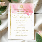 Invitation aquarelle Bat Mitzvah | Rose abstrait