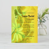 Invitation Aquarelle bat mitzvah vert jaune (Debout devant)