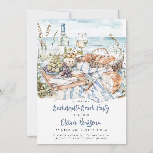 Invitation Aquarelle Beach Bachelorte Party (Devant)
