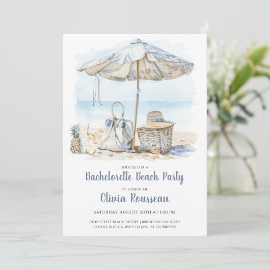 Invitation Aquarelle Beach Bachelorte Party (Debout devant)