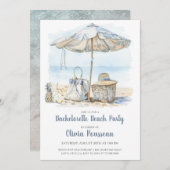Invitation Aquarelle Beach Bachelorte Party (Devant / Derrière)