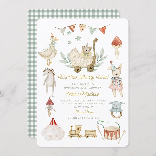 Invitation Aquarelle Bearly Wait Cute Toys Baby shower