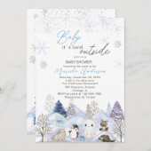 Invitation Aquarelle Bébé arctique son froid extérieur Baby s (Devant / Derrière)