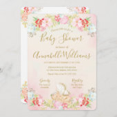 Invitation Aquarelle Bébé Baby shower Fée (Devant / Derrière)