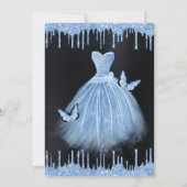 Invitation Aquarelle Bébé Bleu Parties scintillant robe Quinc (Dos)