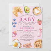 Invitation Aquarelle Bébé Brunch Baby shower fille (Devant)