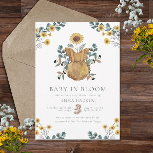 Invitation Aquarelle bébé dans le Baby shower en fleur