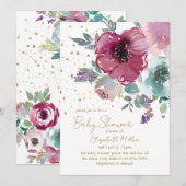 Invitation Aquarelle bébé dans le Baby shower en fleur (Devant / Derrière)