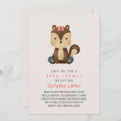 Invitation Aquarelle Bébé Écureuil mignonne Bébé fille Whimsi (Devant / Derrière)