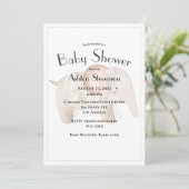Invitation Aquarelle bébé éléphant Baby shower simple (Debout devant)