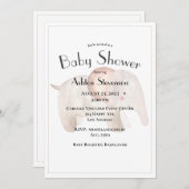 Invitation Aquarelle bébé éléphant Baby shower simple (Devant / Derrière)