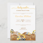 Invitation Aquarelle bébé en construction baby shower (Devant)