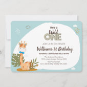 Invitation Aquarelle bébé Giraffe, Safari Animaux Anniversair (Devant)