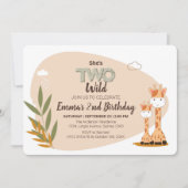 Invitation Aquarelle bébé Giraffe, Safari Animaux Anniversair (Devant)