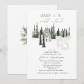 Invitation Aquarelle Bébé son froid Baby shower extérieur (Devant / Derrière)