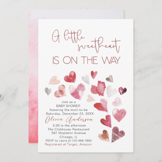 Invitation Aquarelle Bébé son froid dehors Baby shower Invi (Devant / Derrière)