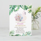 Invitation Aquarelle Bébé Swan, Feuille 1er anniversaire (Debout devant)