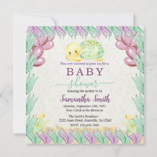 Invitation Aquarelle Bébé Tortue