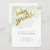 Invitation Aquarelle Bébé - Vert (Devant / Derrière)