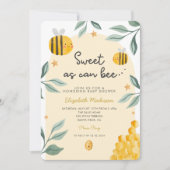 Invitation Aquarelle Bee Honey Baby shower sucré (Devant)