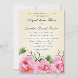 Invitation Aquarelle Begonias Floral Mariage