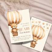 Invitation Aquarelle Beige Beary 1er anniversaire