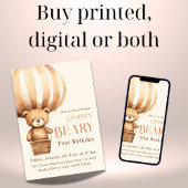 Invitation Aquarelle Beige Beary 1er anniversaire