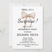 Invitation Aquarelle Beige Bow Surprise Retraite Party (Devant)
