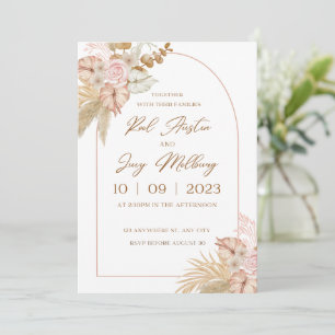 Invitation Aquarelle Beige Et Rose Mariage Floral