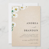 Invitation Aquarelle beige Fleur sauvage marguerite QR Code M (Devant)