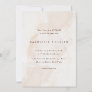 Invitation Aquarelle beige Mariage côtier