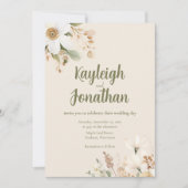Invitation Aquarelle Beige moderne Mariage Floral (Devant)