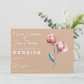 Invitation Aquarelle Beige Peachy Mariage (Debout devant)