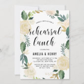 Invitation Aquarelle Beige Peonies Déjeuner de répétition (Devant)