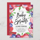 Invitation Aquarelle Berries Cadre Été Bébé Parsemer (Devant / Derrière)