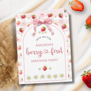 Invitation Aquarelle Berry 1ère fraise Anniversaire
