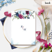 Invitation Aquarelle Berry Blue Bourgogne Floral Mariage Invi