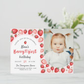 Invitation Aquarelle Berry First Sweet Birthday Photo (Debout devant)