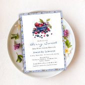 Invitation Aquarelle Berry Sweet Blueberries Baby shower