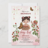 Invitation Aquarelle 'Berry Sweet' fille premier anniversaire (Devant)