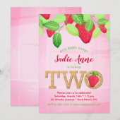 Invitation Aquarelle Berry Sweet Strawberry 2e anniversaire (Devant / Derrière)