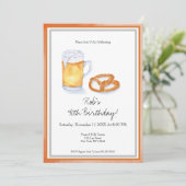 Invitation Aquarelle Bière et Pretzel fête d'anniversaire (Debout devant)